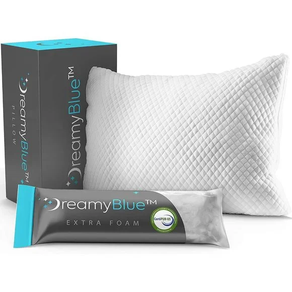 New DreamyBlue Premium Pillow for Sleeping - Shredded Memory Foam Fill [Adjustab - Picture 1 of 6